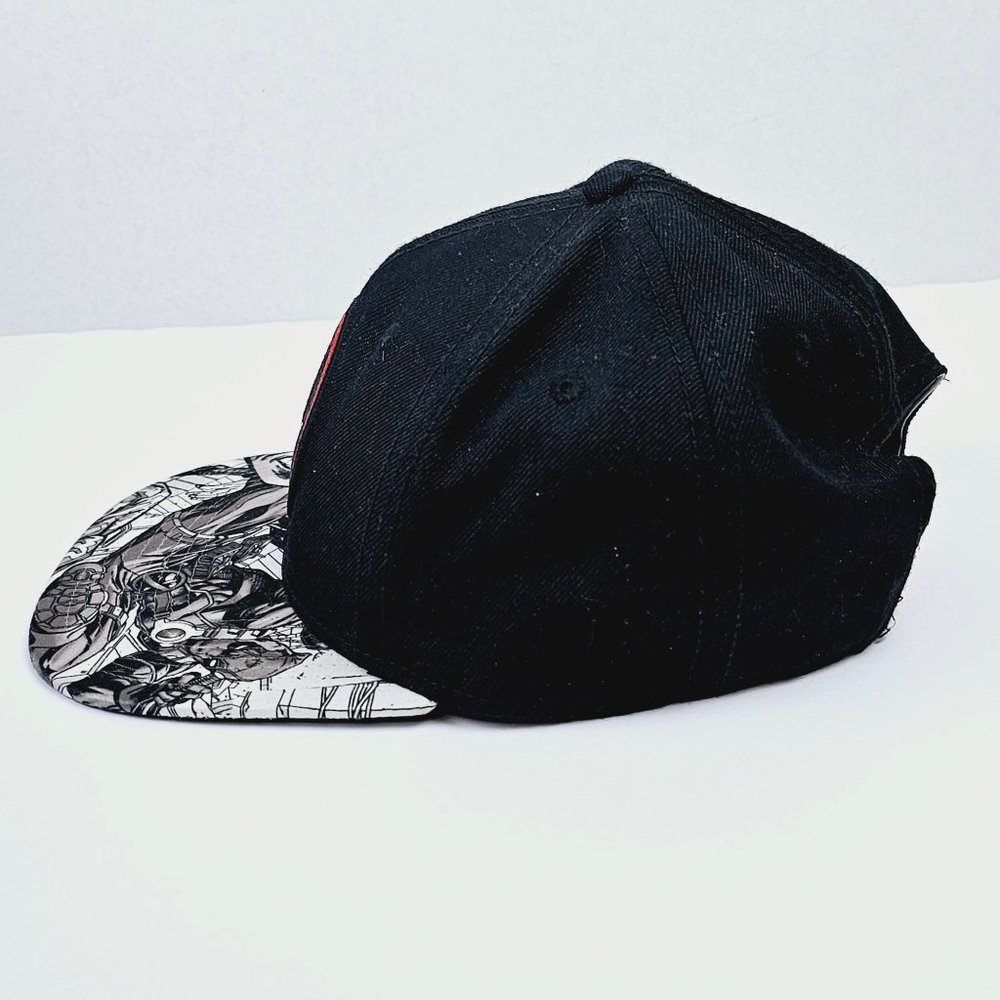 2 Marvel Comics Deadpool Logo Mens Black Hat Cap Comic Print Visor Snapback - Picture 7 of 11